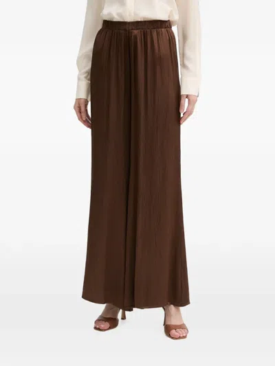 Haveone Crinkled-finish Palazzo Pants In Brown