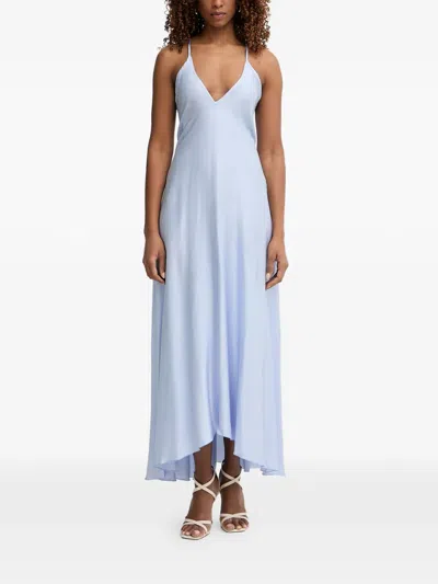 Haveone Criss-cross Back-tie Dress In Blue