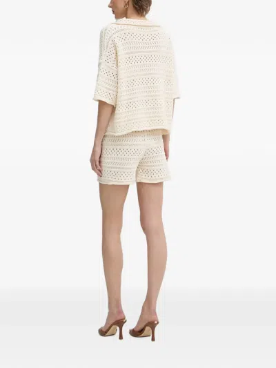 Haveone Crochet-knit T-shirt And Shorts Set In White