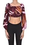 Haveone Cropped Blouse In Multicoloured