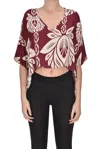 Haveone Cropped Wide Blouse In Bordeaux