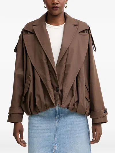 Haveone Cut-out Notched-lapels Jacket In Brown
