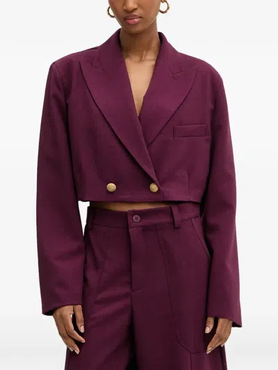 Haveone Double-breasted Cropped Jacket In Purple