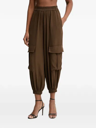 Haveone Elasticated-cuff Cargo Pants In Brown