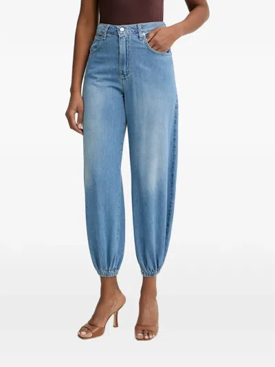 Haveone Elasticated-cuff Jeans In Blue