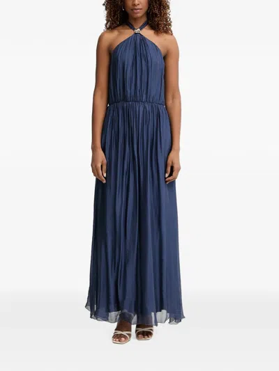 Haveone Embellished Halterneck Dress In Blue