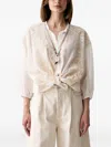 Haveone Embroidered Button-up Blouse In Neutral
