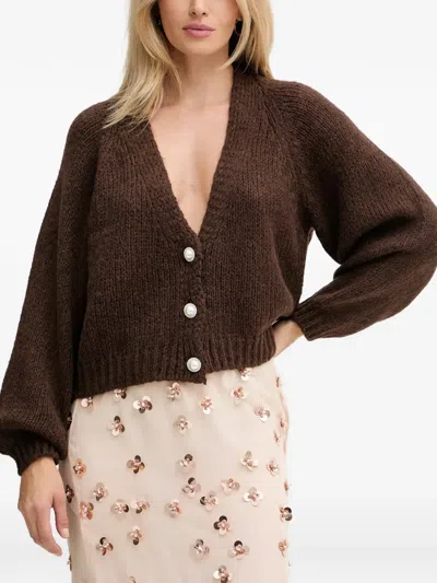 Haveone Long-sleeves Cardigan In Brown