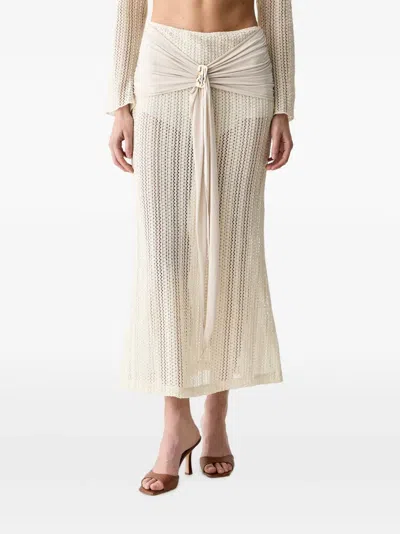 Haveone Open-knit Draped Maxi Skirt In Nude
