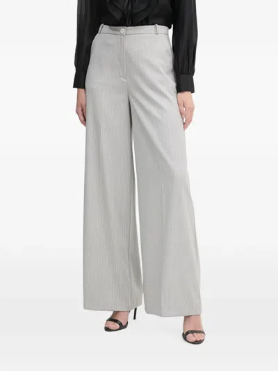 Haveone Pinstripe Belt-loop Trousers In Gray