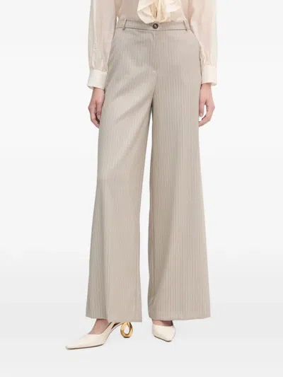 Haveone Pinstripe Wide-leg Trousers In Neutral