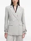 Haveone Pinstripe-pattern Double-breasted Blazer In Gray