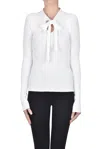 Haveone Ribbed Knit Pullover In White