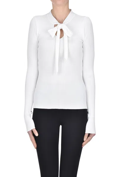 Haveone Ribbed Knit Pullover In White