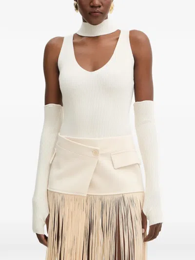 Haveone Ribbed-knit Top In Neutral