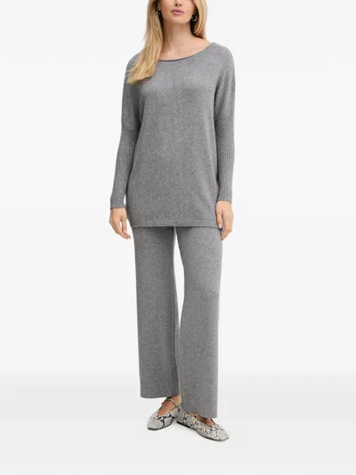 Haveone Ribbed-knit Trousers And Sweater Set In Gray