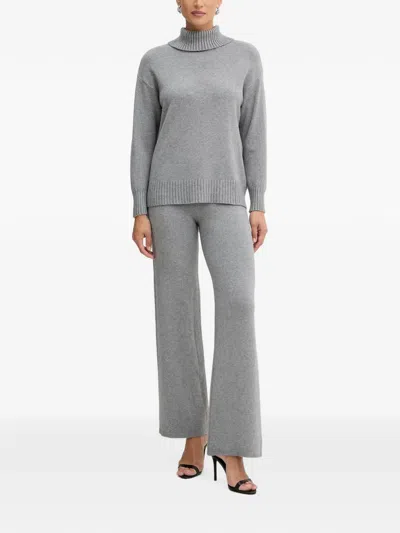 Haveone Ribbed-knit Trousers And Sweater Set In Gray