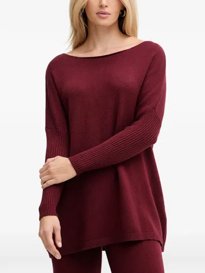 Haveone Ribbed-knit Trousers And Sweater Set In Red
