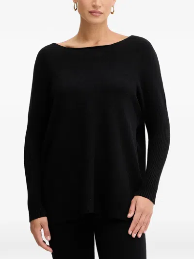 Haveone Ribbed-sleeve Trousers And Sweater Set In Black