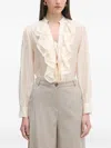 Haveone Ruffled Front-tie Blouse In Black