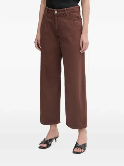 Haveone Seam-detail Wide-leg Jeans In Brown