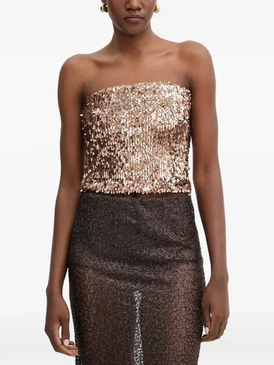 Haveone Sequin-embellished Bandeau Top In Neutral