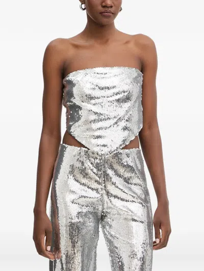 Haveone Sequin-embellished Bandeau Top In White