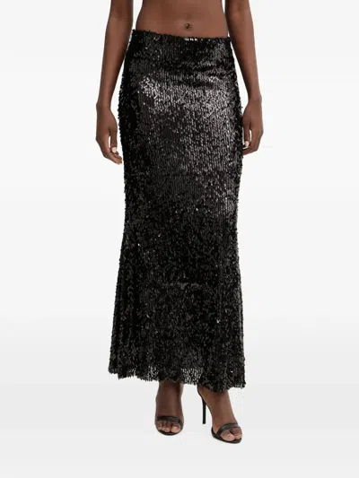 Haveone Sequin-embellished Maxi Skirt In Black