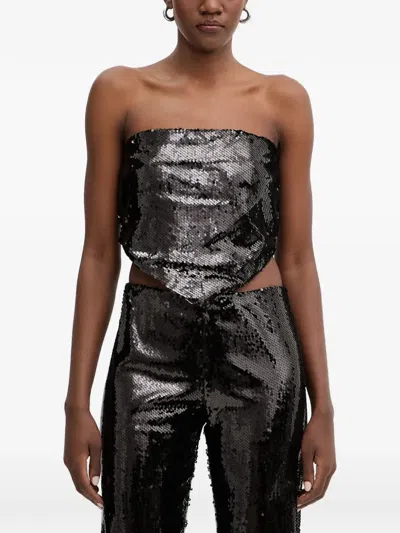 Haveone Sequin-embellished Strapless Top In Black