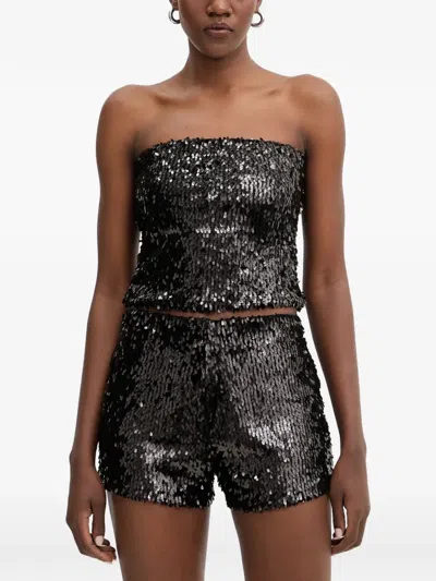 Haveone Sequin-embellished Strapless Top In Black