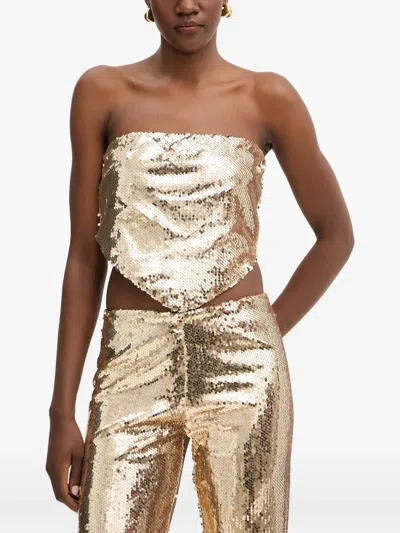 Haveone Sequin-embellished Strapless Top In Gold