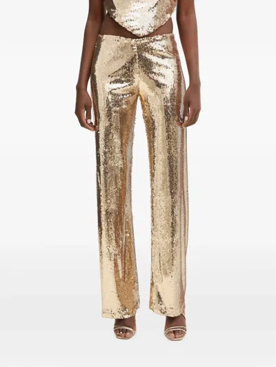 Haveone Sequin-embellished Trousers In Gold