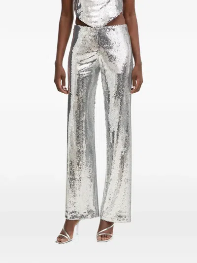 Haveone Sequin-embellished Trousers In Silver