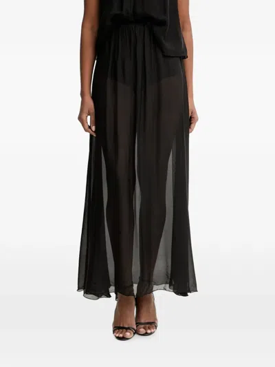 Haveone Sheer Floor-length Maxi Skirt In Black