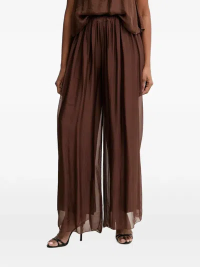 Haveone Sheer-panel Palazzo Pants In Brown