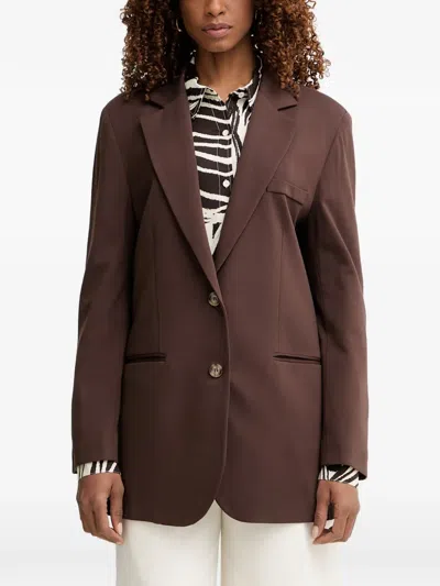 Haveone Single-breasted Long-sleeve Blazer In Brown