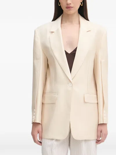 Haveone Single-breasted Notched-lapels Blazer In Neutral