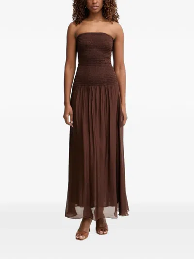 Haveone Strapless Maxi Dress In Brown