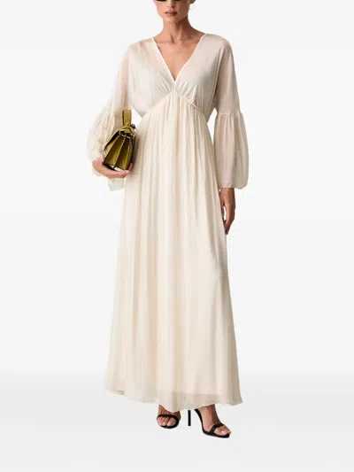 Haveone V-ausschnitt-maxikleid Mit Glockenärmeln In Neutral
