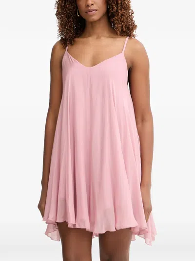 Haveone V-neck Pleated Dress In Pink