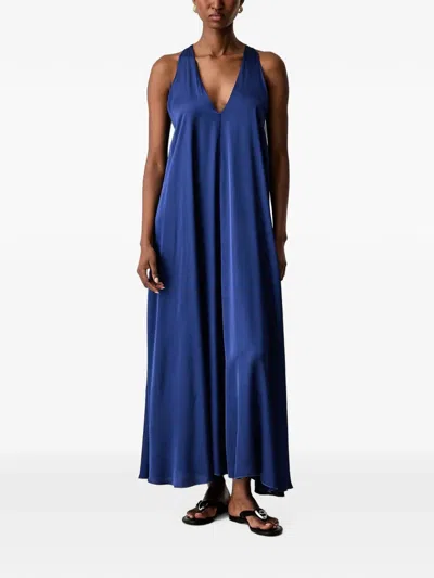 Haveone V-neck Racerback Maxi Dress In Blue
