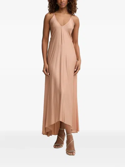 Haveone V-neck Tie-back Dress In Neutral
