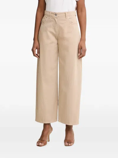Haveone Wide-leg Cotton Trousers In Neutral