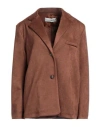 Haveone Woman Blazer Brown Size M Polyester, Viscose, Elastane