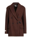Haveone Woman Blazer Brown Size M Polyester, Wool