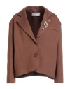 Haveone Woman Blazer Brown Size M Viscose, Polyamide, Polyester, Elastane