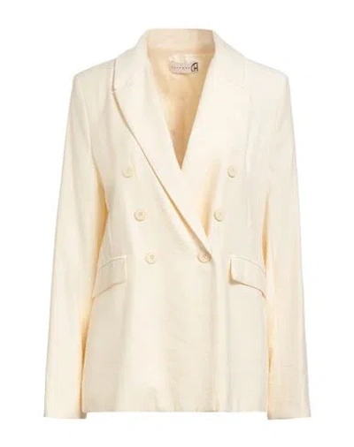 Haveone Woman Blazer Cream Size L Viscose, Polyester, Acetate