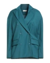 Haveone Woman Blazer Deep Teal Size M Polyester, Viscose, Elastane