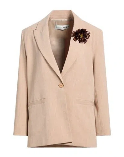 Haveone Woman Blazer Sand Size M Polyester, Viscose, Elastane In Neutral