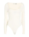 Haveone Woman Bodysuit Cream Size Onesize Viscose, Polyester, Polyamide In White